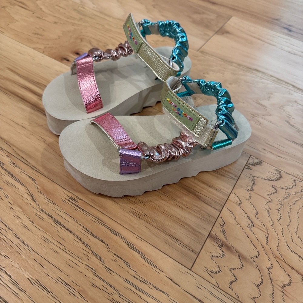 Kurt Geiger Pink and Blue Metallic Sandals - Picture 7 of 7